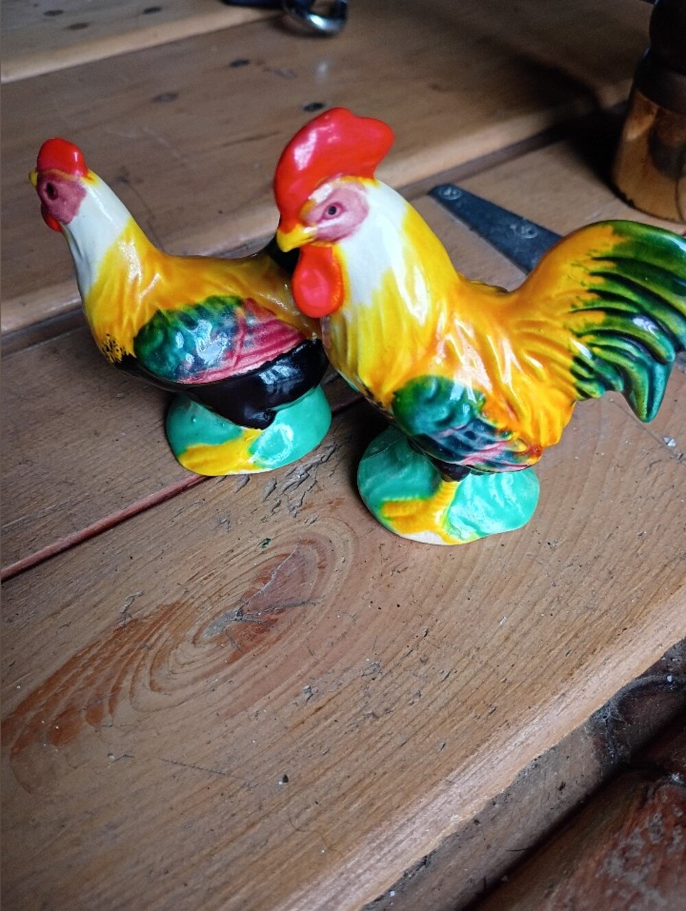 Antique S&P Shakers Fancy Cockerels